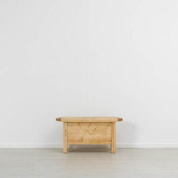 Masuta de cafea Cabana cu 2 platouri culisante, Lemn masiv rustic, 110 x 52 x 55 cm - Img 4