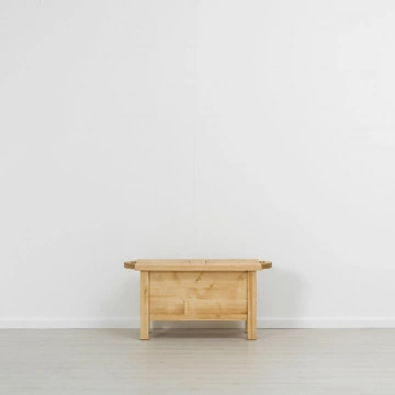 Masuta de cafea Cabana cu 2 platouri culisante, Lemn masiv rustic, 110 x 52 x 55 cm - Img 4