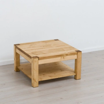 Masuta de cafea Ecuador, Lemn masiv rustic, 80 x 80 x 45 cm