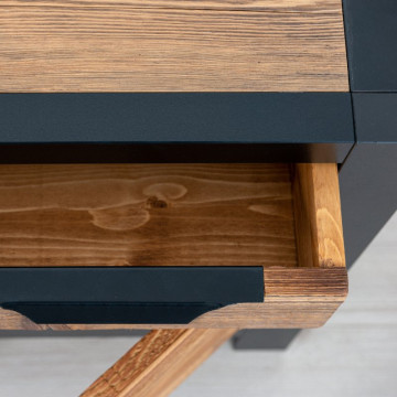 Noptiera Rustic Loft 1 usa si 1 sertar, Lemn masiv rustic, 45 x 35 x 65 cm - Img 2