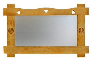 Oglinda rustica lemn masiv, model cu rozeta Rustic Flame, 110 x 2 x 70 cm - Img 1