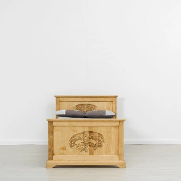 Pat lemn masiv Rustic Chalet, 90 x 200 cm - Img 3