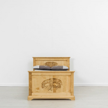 Pat lemn masiv rustic Ursul Carpatin, 90 x 200 cm - Img 3