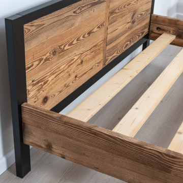 Pat Rustic Loft , Lemn masiv rustic, 140 cm, 160 cm sau 180 x 200 cm - Img 2