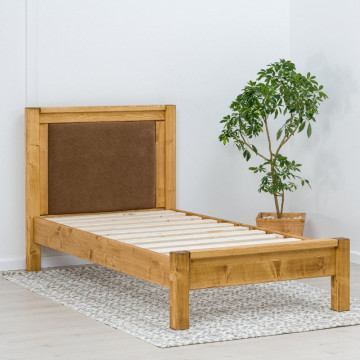 Pat tapitat simplu Ecuador, Lemn masiv rustic, 90 x 200 cm - Img 2