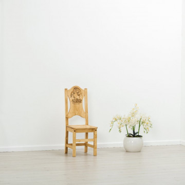 Scaun sculptura pe 1 fata Ursul Carpatin, Lemn masiv rustic, 40 x 42 x 101 cm - Img 3