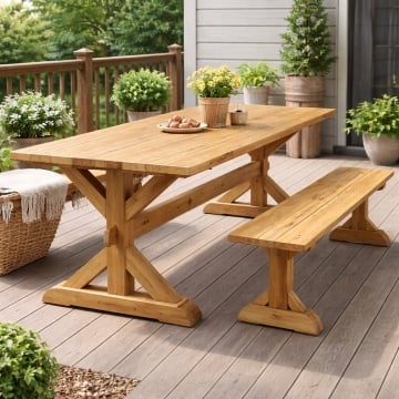 Set Masa si 2 Bancute Lemn Masiv Serenata 160 cm, ideal pentru terasa sau foisor - Img 5