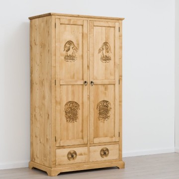 Set mobila dormitor rustic Ursul Carpatin, 3 piese lemn masiv rustic - Img 3