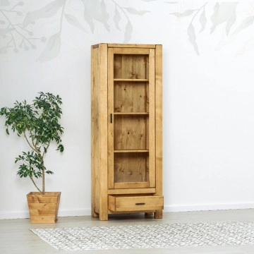Vitrina 1 usa si 1 sertar Ecuador, Lemn masiv rustic, 72 x 40 x 195 cm - Img 3