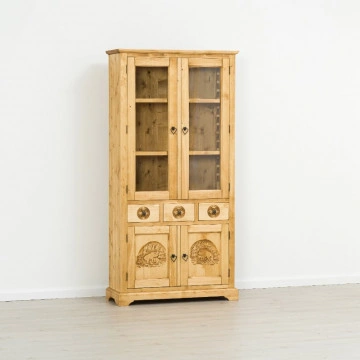 Vitrina 4 usi si 3 sertare Rustic Chalet, Lemn masiv rustic, 100 x 38 x 200 cm - Img 5