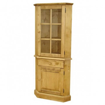 Vitrina de colt Apuseni din lemn masiv, 78 x 50 x 185 cm