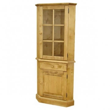 Vitrina de colt Apuseni din lemn masiv, 78 x 50 x 185 cm