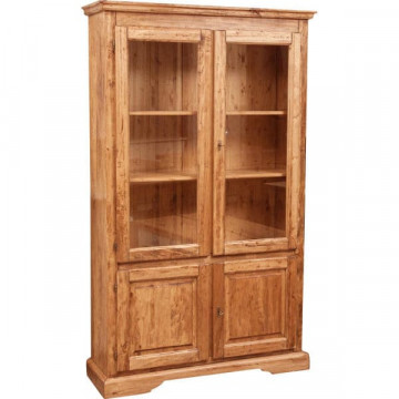 Vitrina Toscana cu 2 x 2 usi natur antik lemn de tei, 120 x 37 x 197 cm