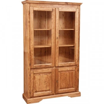 Vitrina Toscana cu 2 x 2 usi natur antik lemn de tei, 120 x 37 x 197 cm