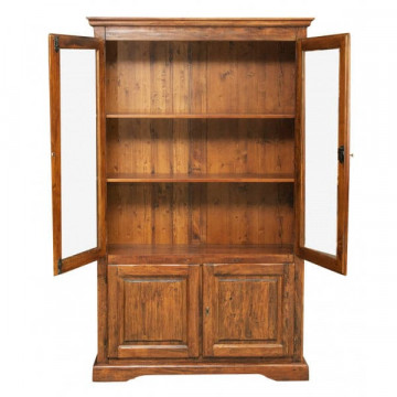 Vitrina Toscana cu 2 x 2 usi nuc antik lemn de tei, 120 x 37 x 197 cm - Img 2