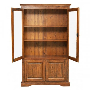Vitrina Toscana cu 2 x 2 usi nuc antik lemn de tei, 120 x 37 x 197 cm - Img 2