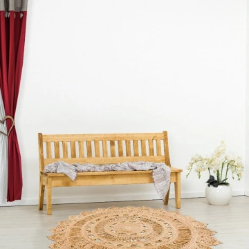 Banca cu spatar Cabana lemn masiv rustic, 120, 160 sau 200 cm