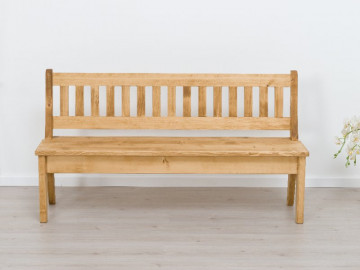 Banca cu spatar Cabana lemn masiv rustic, 120, 160 sau 200 cm - Img 3