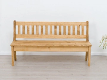 Banca cu spatar Cabana lemn masiv rustic, 120, 160 sau 200 cm - Img 3