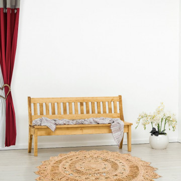 Banca cu spatar Rustic Flame, lemn masiv rustic, 120, 160 sau 200 cm - Img 1