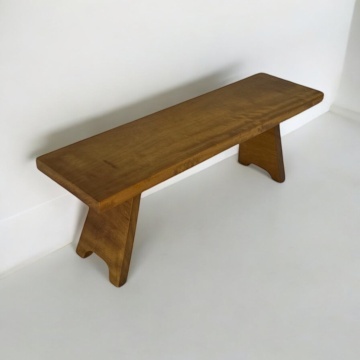 Bancuta Makambi lemn masiv iroko, 120 × 32 × 42 cm, alege esenta - Img 3