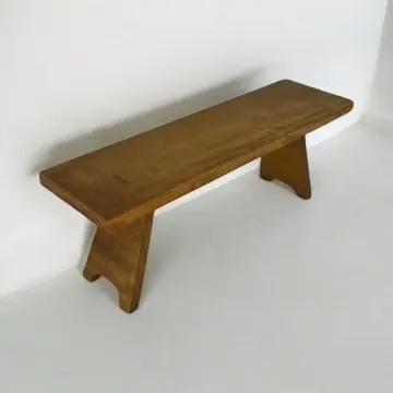 Bancuta Makambi lemn masiv iroko, 120 × 32 × 42 cm, alege esenta - Img 3