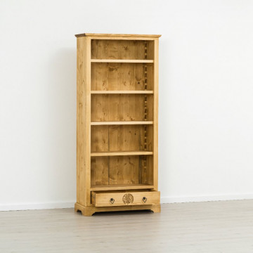 Biblioteca 1 usa si 5 etajere Rustic Chalet, Lemn masiv rustic, 90 x 38 x 200 cm - Img 3