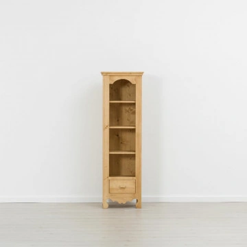 Biblioteca Cabana ingusta, 1 sertar si 3 etajere, Lemn masiv rustic, 50 x 35 x 160 cm - Img 3