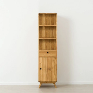 Biblioteca cu 1 usa 1 sertar 2 etajere Sahara, Lemn masiv rustic, 52 x 40 x 200 cm - Img 2