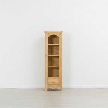Biblioteca ingusta Rustic Flame, 1 sertar si 3 etajere, Lemn masiv rustic, 50 x 35 x 160 cm - Img 3