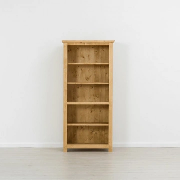 Biblioteca Rustic Floare de Colt cu 5 rafturi, Lemn masiv 85 x 43 x 180 cm - Img 2