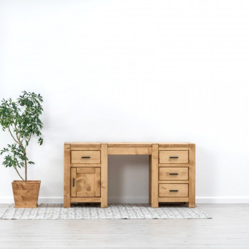 Birou 1 usa si 4 sertare Ecuador, Lemn masiv rustic, 160 x 50 x 78 cm - Img 6