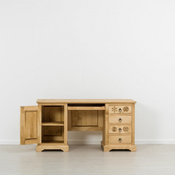Birou 1 usa si 4 sertare Ursul Carpatin, Lemn masiv rustic, 160 x 65 x 80 cm - Img 5