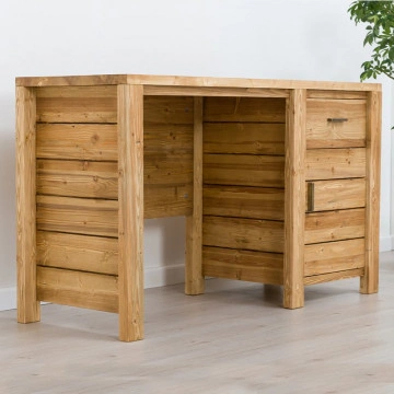 Birou cu 1 usa si 1 sertar Colibri, Lemn masiv rustic, 120 x 50 x 80 cm - Img 5