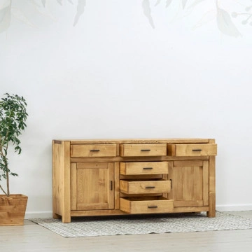 Bufet 2 usi si 6 sertare Ecuador, Lemn masiv rustic, 180 x 50 x 90 cm - Img 3