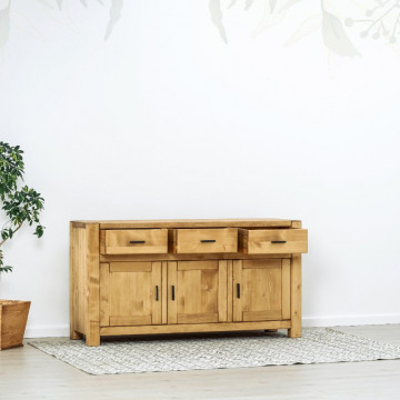 Bufet 3 usi si 3 sertare Ecuador, Lemn masiv rustic, 160 x 50 x 85 cm - Img 3
