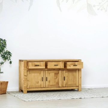 Bufet 3 usi si 3 sertare Ecuador, Lemn masiv rustic, 160 x 50 x 85 cm - Img 3