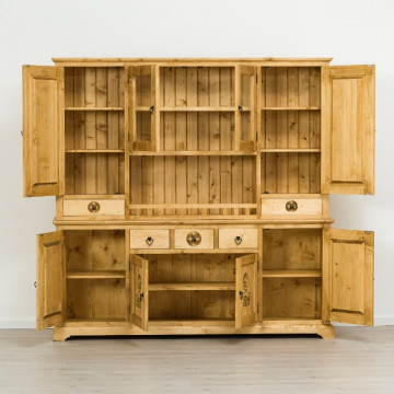 Bufet bucatarie 8 usi si 5 sertare Rustic Chalet, Lemn masiv rustic, 200 x 38/46 x 200 cm - Img 5