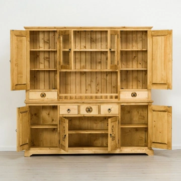 Bufet bucatarie 8 usi si 5 sertare Rustic Chalet, Lemn masiv rustic, 200 x 38/46 x 200 cm - Img 5