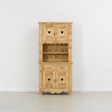 Bufet bucatarie Cabana 4 usi 2 sertare si nisa, Lemn masiv rustic, 90 x 46/36 x 190 cm - Img 4