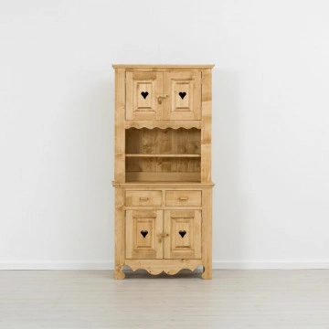 Bufet bucatarie Cabana 4 usi 2 sertare si nisa, Lemn masiv rustic, 90 x 46/36 x 190 cm - Img 4