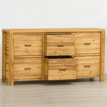 Bufet cu 2 usi si 2 sertare Colibri, Lemn masiv rustic, 160 x 46 x 85 cm - Img 2