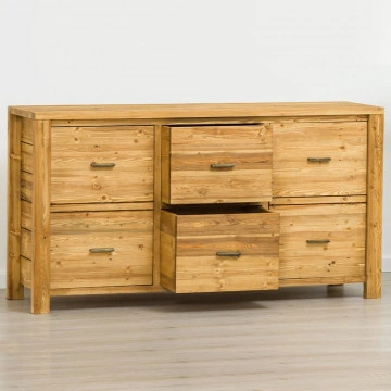 Bufet cu 2 usi si 2 sertare Colibri, Lemn masiv rustic, 160 x 46 x 85 cm - Img 2