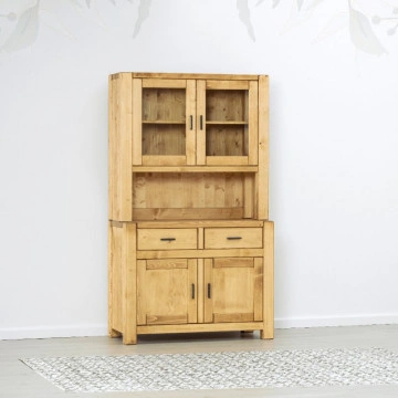 Bufet de bucatarie 4 usi si 2 sertare Ecuador, Lemn masiv rustic, 110 x 50/38 x 190 cm - Img 8
