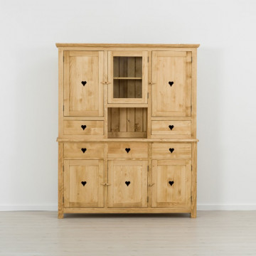 Bufet Rustic Floare de Colt cu 6 usi si 5 sertare, Lemn masiv 161 x 42 x 195 cm - Img 3