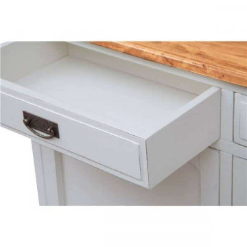 Bufet Toscana Charme cu 2 usi si 2 sertare lemn masiv tei, alb unt + natur antik, 123 x 42 x 92.5 cm - Img 4