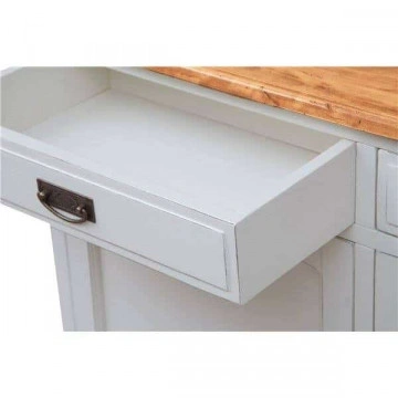 Bufet Toscana Charme cu 2 usi si 2 sertare lemn masiv tei, alb unt + natur antik, 123 x 42 x 92.5 cm - Img 4