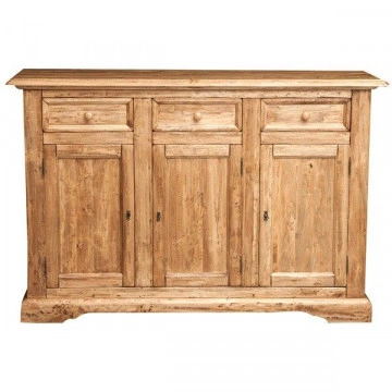 Bufet Toscana cu 3 usi si 3 sertare lemn masiv tei, natur antik, 156 x 45 x 103 cm - Img 2