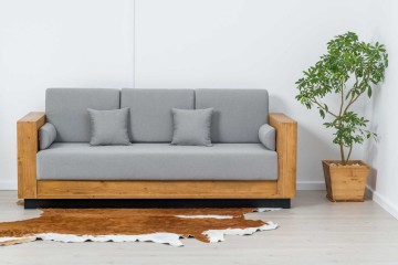Canapea Lemn masiv Mexicana, model fix cu tapiterie, 220 x 83 x 70 cm - Img 3