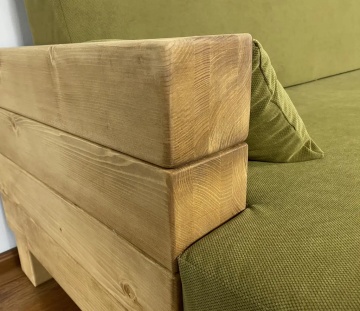 Canapea Rustic Cabana lemn masiv, cu tapiterie, 204 x 91 x 63 cm - Img 2